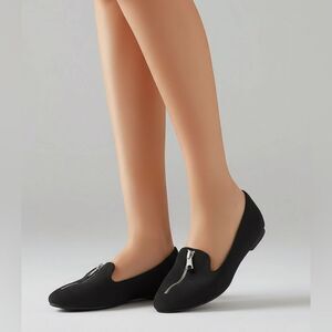 Rebecca Minkoff Green Leather front zip slip on Flat shoes size 8